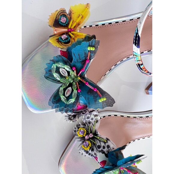 BETSEY JOHNSON Butterfly Women Sz 8 Sandal Strap Appliqué Ankle Party Wedding - Picture 10 of 12